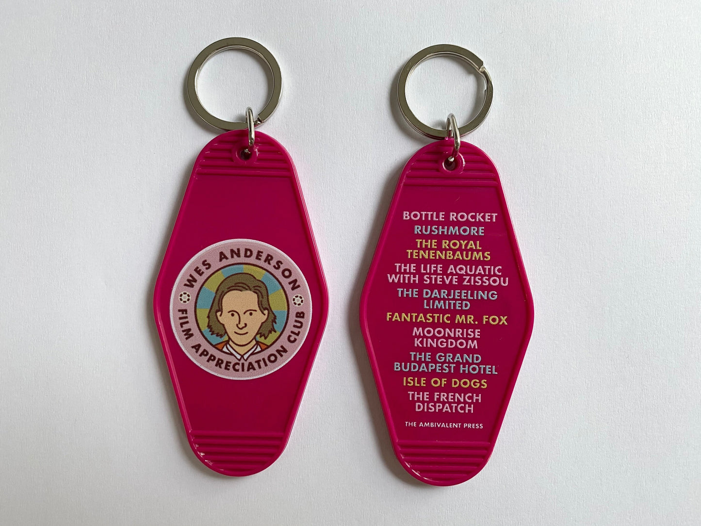 Wes Anderson Film Appreciation Club Motel Key Fob Set - The Ambivalent Press