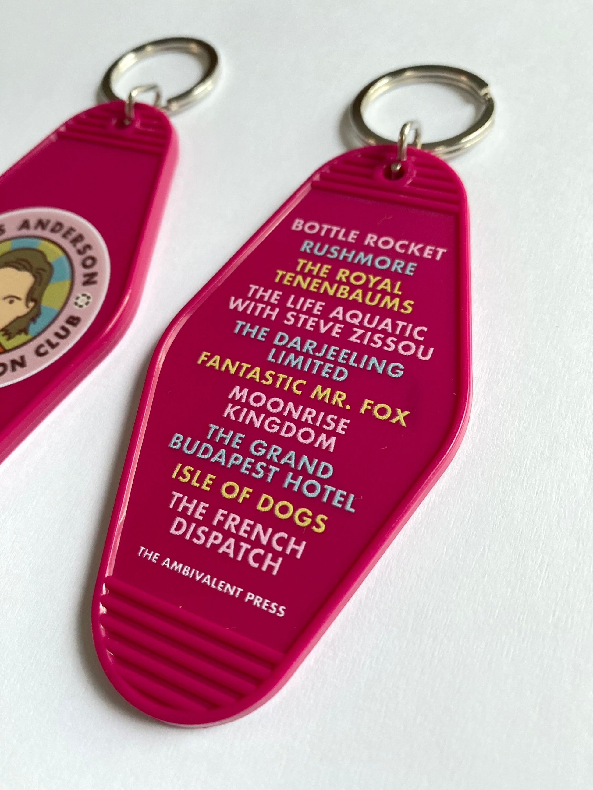 Wes Anderson Film Appreciation Club Motel Key Fob Set - The Ambivalent Press