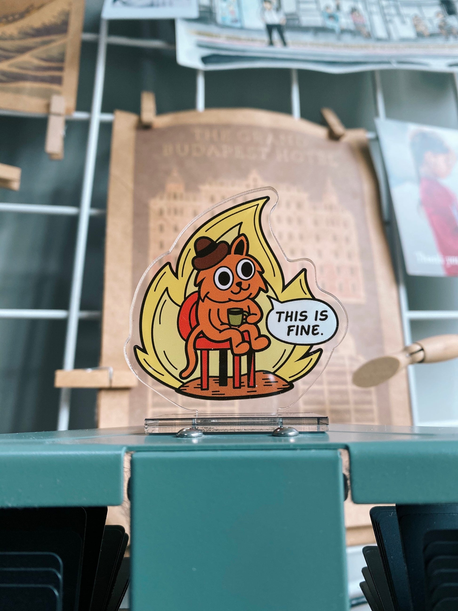 This Is Fine Cat Meme Acrylic Standee - The Ambivalent Press