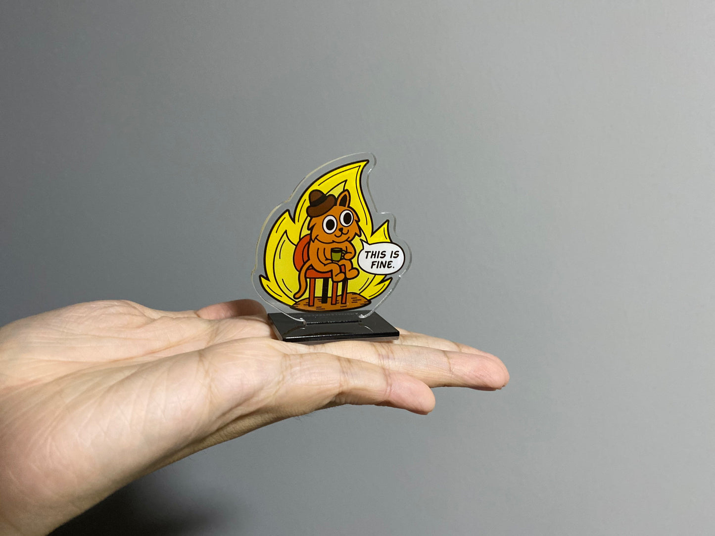 This Is Fine Cat Meme Acrylic Standee - The Ambivalent Press