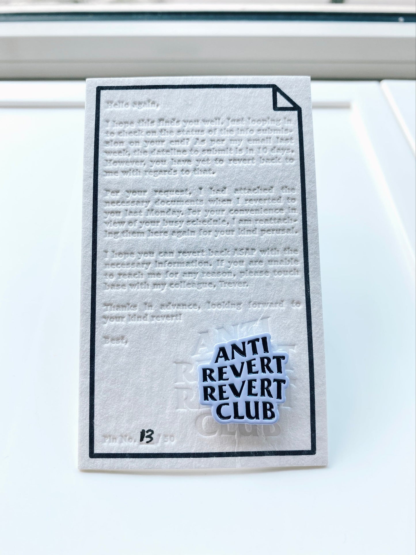 Anti Revert Revert Club Enamel Pin - The Ambivalent Press