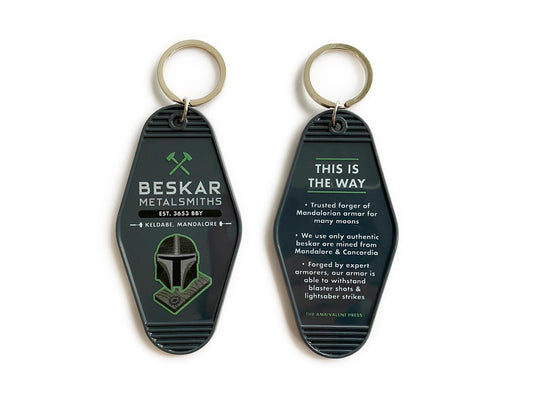 Beskar Metalsmiths Mandalorian Motel Key Fob - The Ambivalent Press