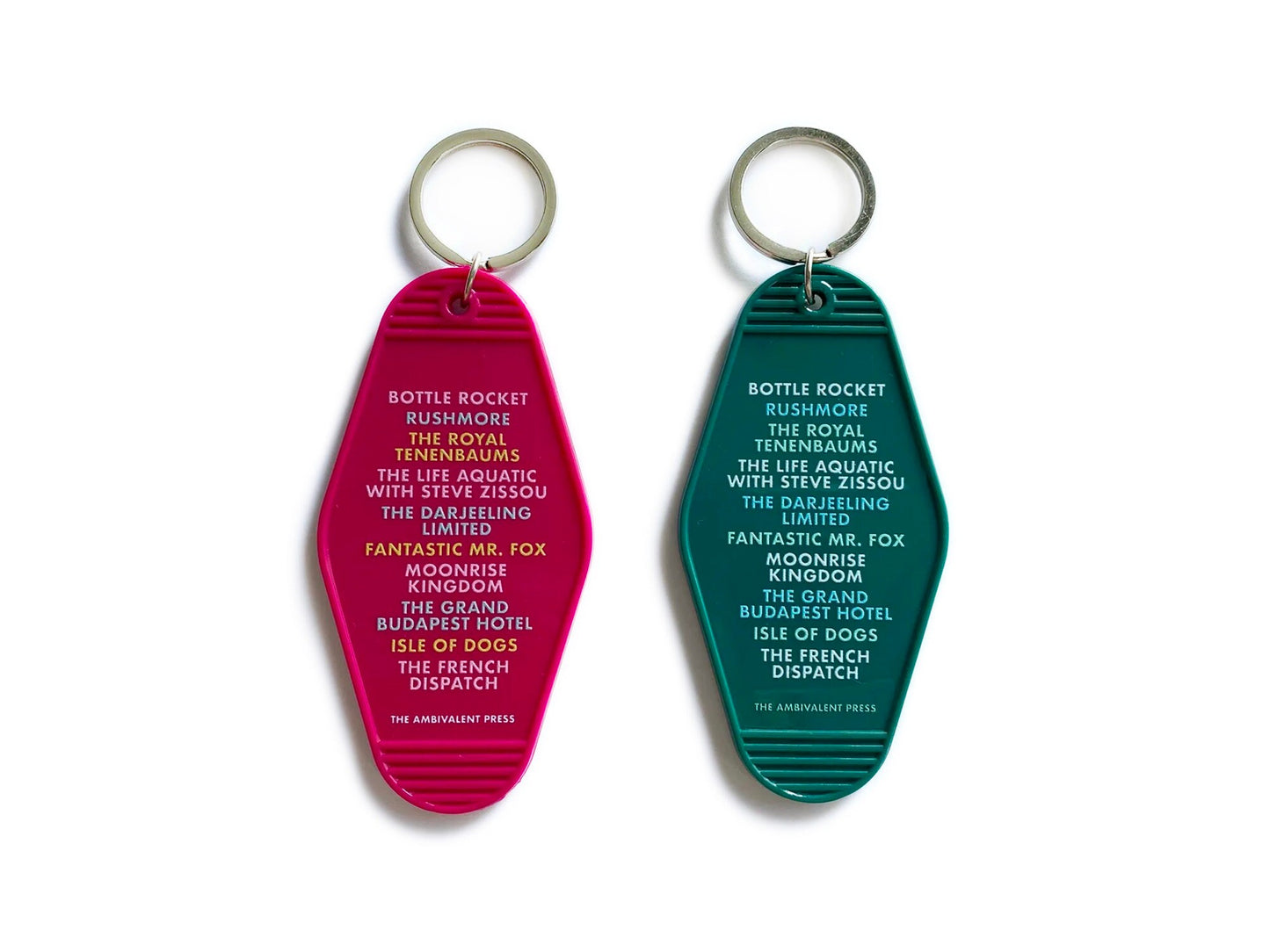 Wes Anderson Film Appreciation Club Motel Key Fob Set - The Ambivalent Press