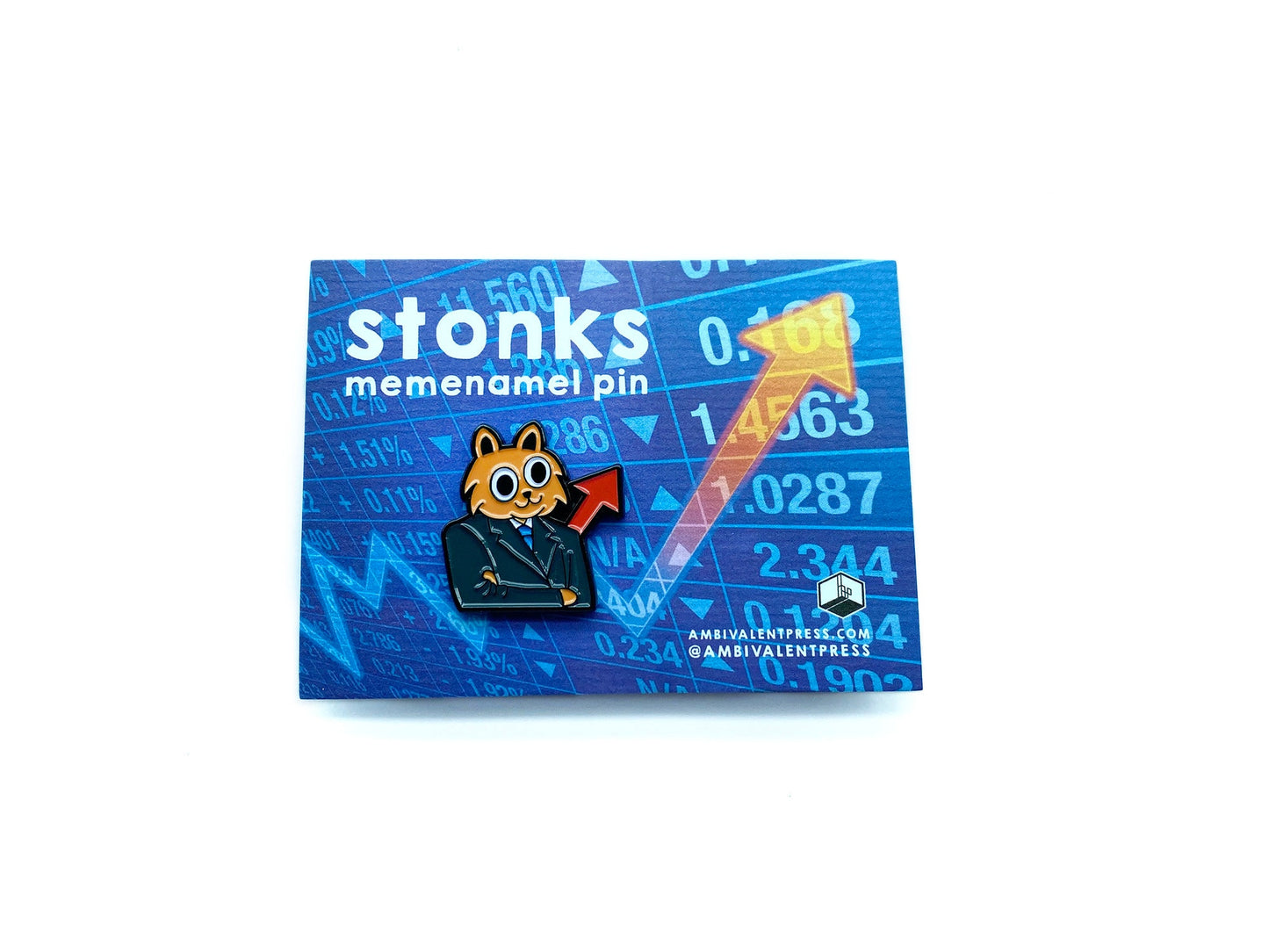 Cat Stonks Meme Enamel Pin - The Ambivalent Press