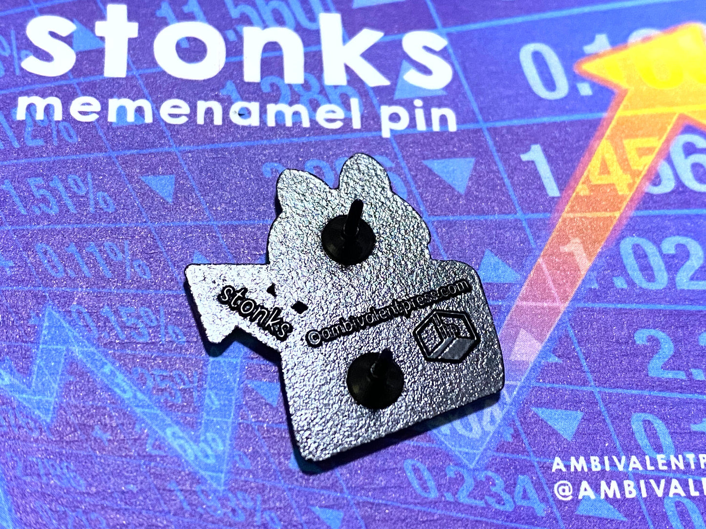 Cat Stonks Meme Enamel Pin - The Ambivalent Press