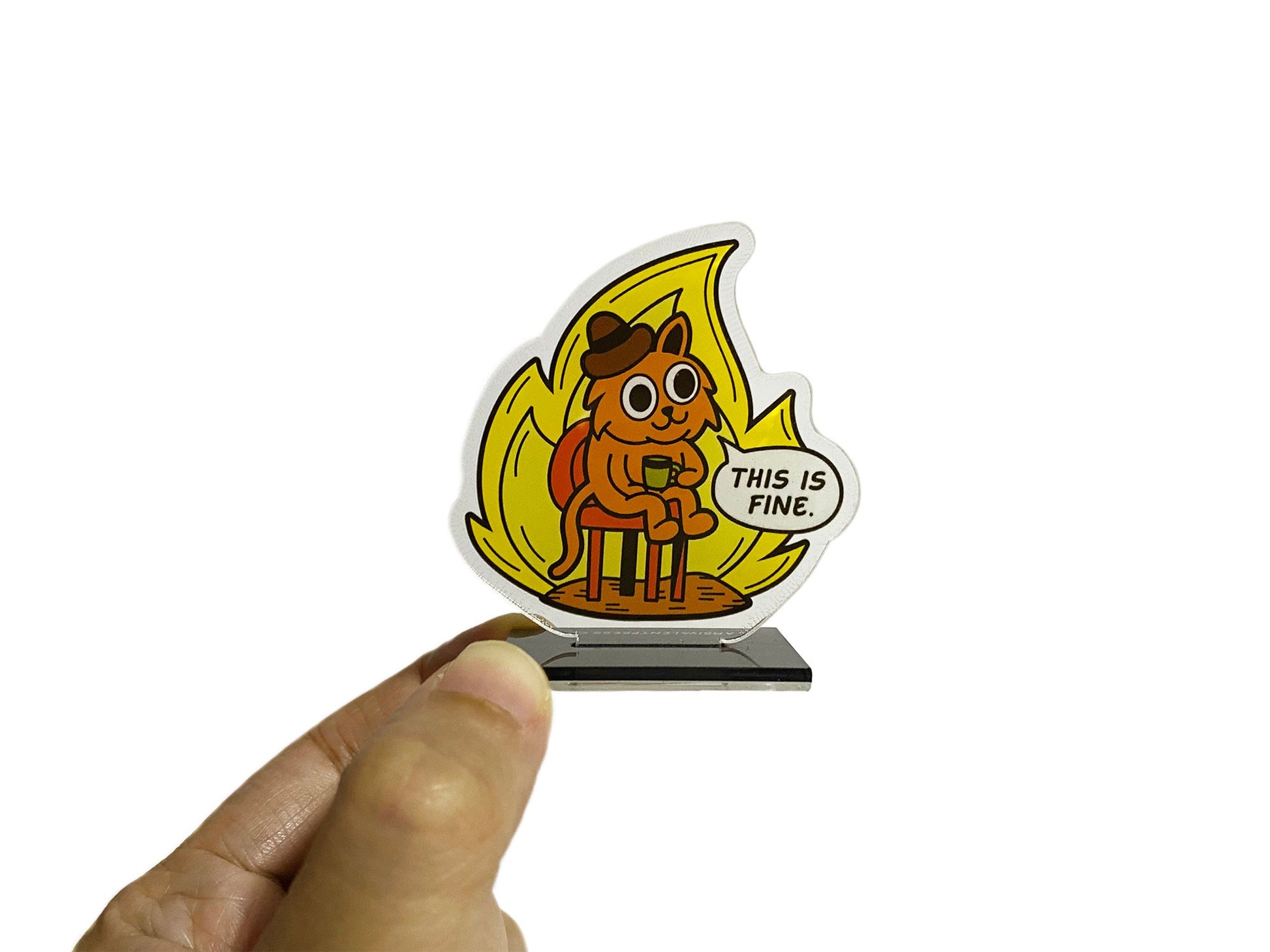 This Is Fine Cat Meme Acrylic Standee - The Ambivalent Press