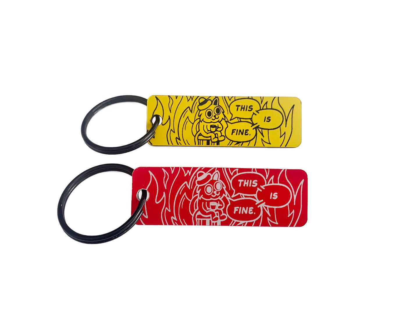 This Is Fine Cat Key Tag - The Ambivalent Press