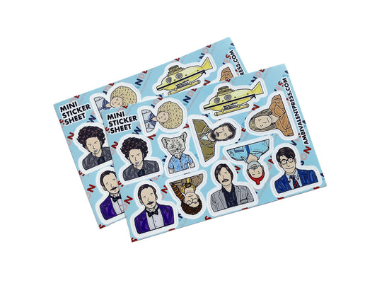 Characters of Wes Anderson Movies Sticker Sheet - The Ambivalent Press